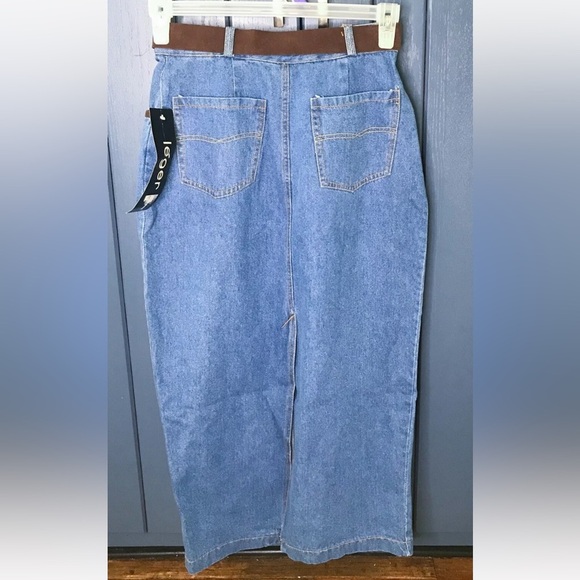 Vintage Denim Long Jean Skirt XS S Rockabilly Country Western Coastal Cowgirl - Picture 3 of 6